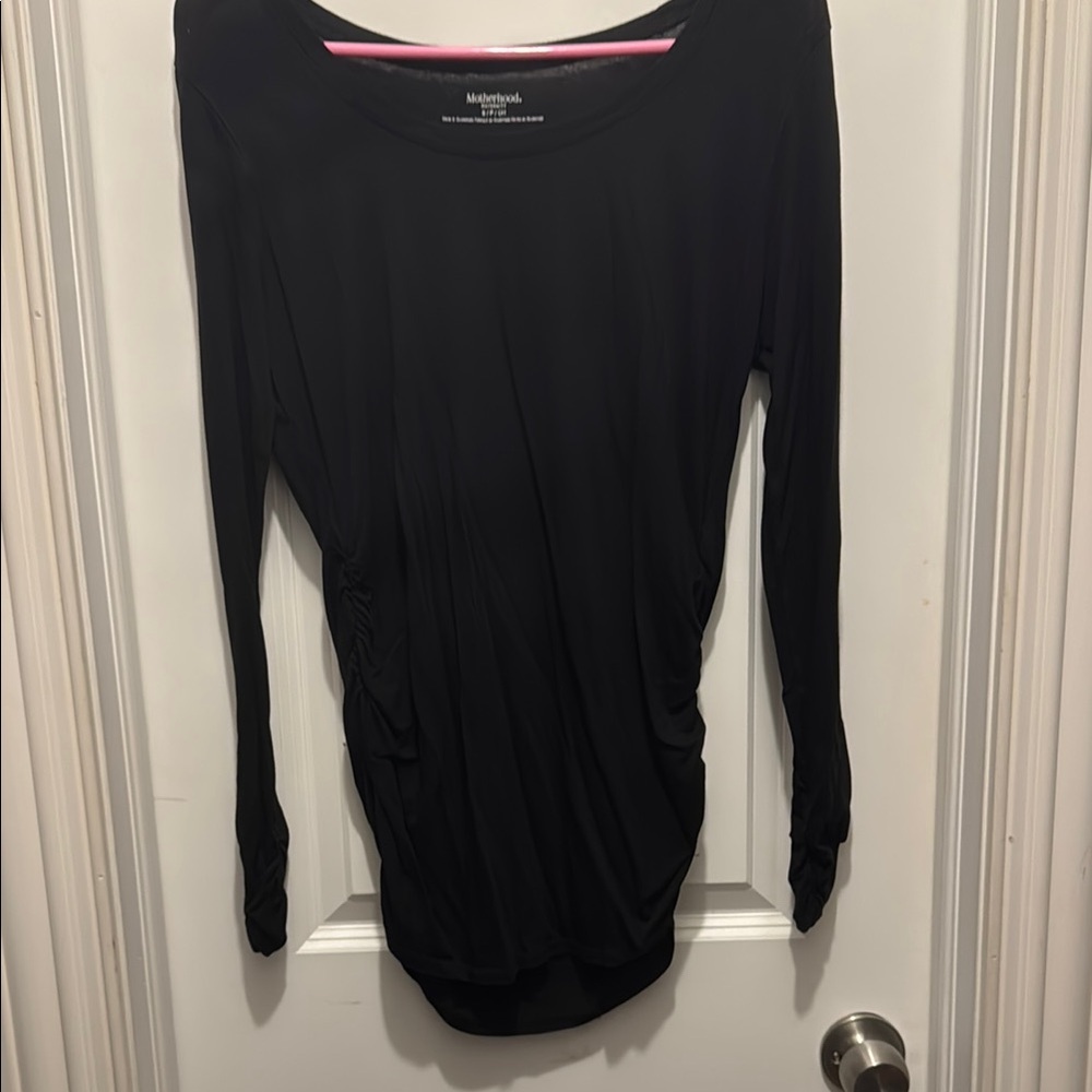 Motherhood Maternity Black Fitted Ruched Blouse